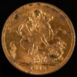 A George V 1914 sovereign.
