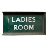 A Southern Railway wooden framed double sided enamel station sign 'Ladies Room',