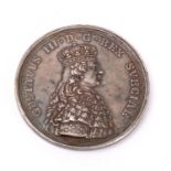 A Gustavus III, Sweden 1772 silver Coronation medallion, 55mm diameter.