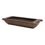 A rectangular adzed wood salting trough with central draining hole, 87 x 37.5cm.