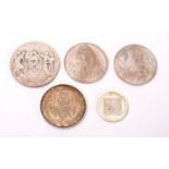 A silver medallions including 1965 Runnymede (fine silver),