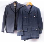 A set of RAF uniforms comprising;- Dress uniform, No1 uniform, camouflage combats and webbing,