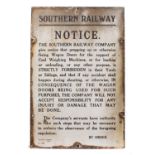 A Southern Railway enamel sign 'Propping up Wagon Doors...