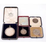 A silver Fordyce Academy For French medallion in box and three others (4)