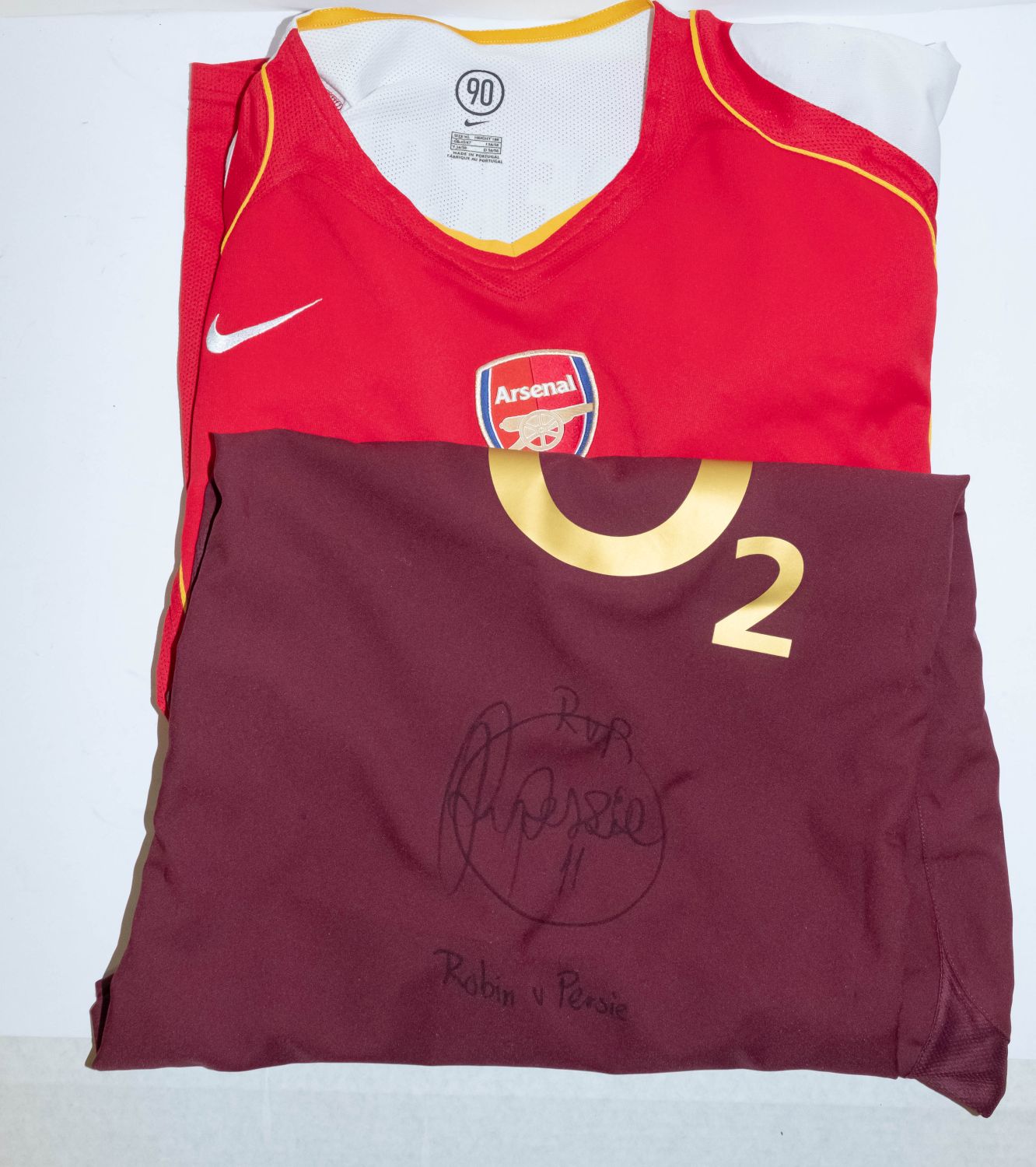 A 2006 Season Arsenal No. 11 shirt signed by Robin Van Persie and one other unsigned No. - Image 3 of 3