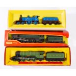 Tri-ang/Hornby OO/HO gauge. A group of three steam outline locomotives R.