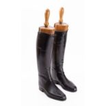 A pair of Tom Hill black leather riding boots size 5, stamped to interior with maker's details,