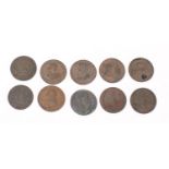 Ten 18th century trade tokens (some higher grades)