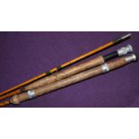 A Walkers four piece split cane salmon rod in canvas bag.