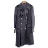 An Exeter Corporation Transport black wool overcoat, maker Biggs, Jones & Gibson Ltd,
