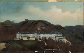 Anglo-Chinese School (early 20th century) Mount Austin Barracks; view of a bay with boats,