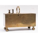A 19th Rich's Patent brass tobacco honesty box of typical form with coin slot and plunger,