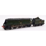 An O gauge kit built electric BR 4-6-2 Class Bullied WC Class steam locomotive and tender