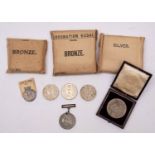 A Victorian Royal Mint 1897 Diamond Jubilee white metal medallion in case of issue and envelope