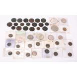 A mixed group of coins including British copper, a Gibraltar 1802 one quart,