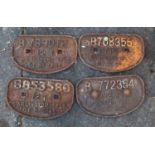 A group of four wagon plates, including an Ashford 12 ton 1956 plate (poor condition) (4).