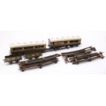 A pair of Bing O gauge LMS passenger coaches, comprising Third and Guard No.1921 and First No.