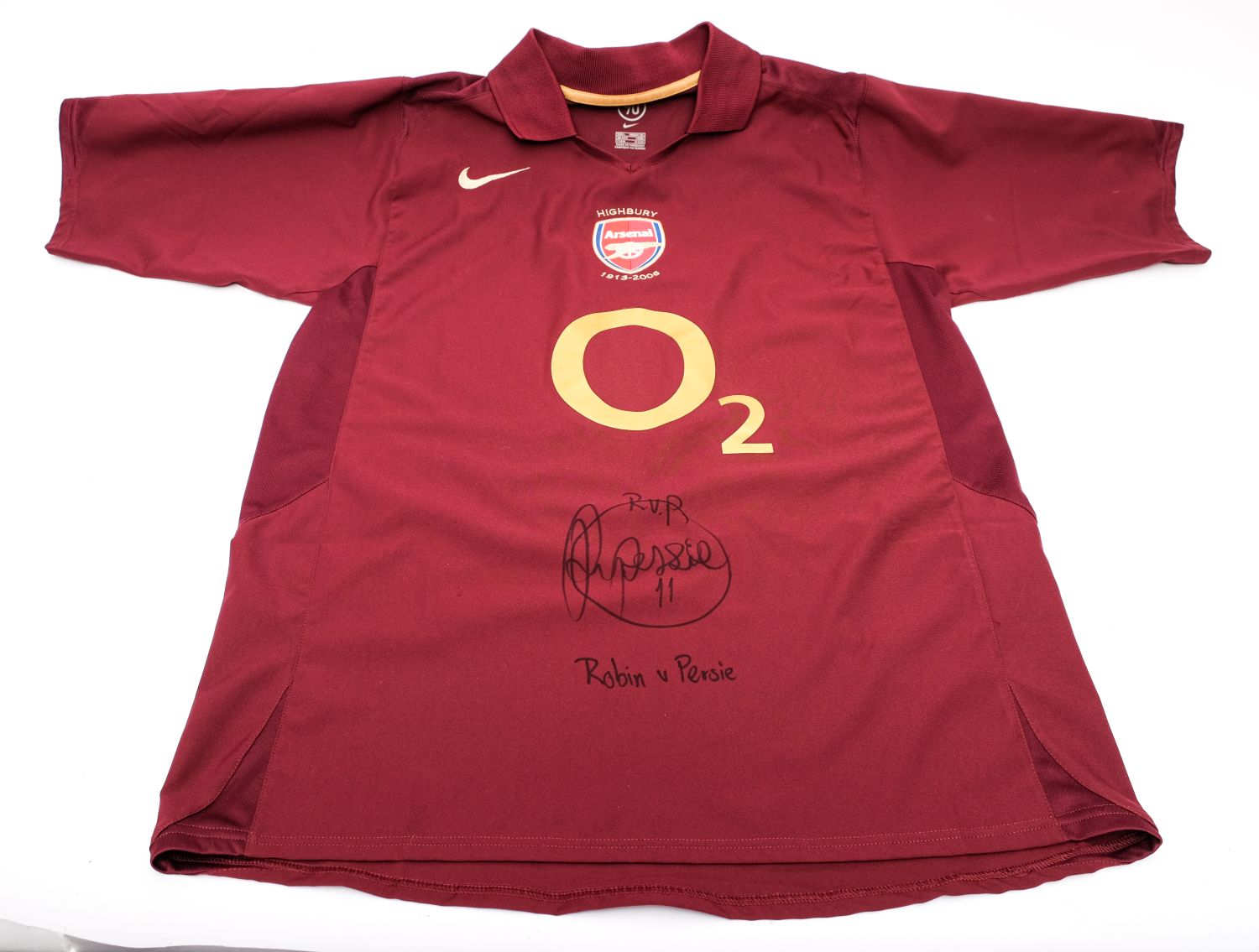 A 2006 Season Arsenal No. 11 shirt signed by Robin Van Persie and one other unsigned No. - Image 2 of 3