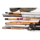 Orvis and other makers, a collection of various fishing rods,