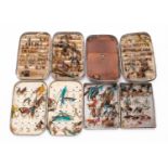 Two 'Unthank' aluminium fly tins and steel eye flies,