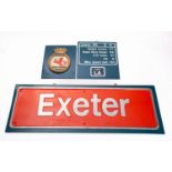 An alloy replica nameplate for the BR Class 50 Co-Co Diesel locomotive 'Exeter' 50044,