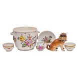 A mixed lot of Continental porcelain comprising a pair of Swiss Nyon tea bowls painted with a band