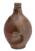 A John Dwight, Fulham saltglaze stoneware ale bottle with ringed neck, late 17th century,