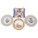 A Paris ornithological porcelain saucer dish,