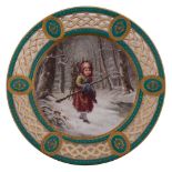 A Minton porcelain cabinet plate, with pierced rim containing oval panels,