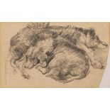 *Robert Lenkiewicz (British, 1941-2002) Pencil Study of two dogs, drawn aged 16 signed lower left,