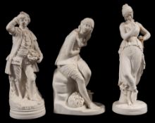 Three parian figures, comprising a Minton figure of Dorothea after the original by John Bell,
