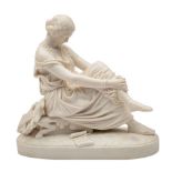 A Minton parian figure of Sappho after the original by J.J.