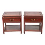 A pair of Chinese stained hardwood sofa or bedside tables,