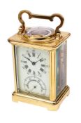 An Edwardian French carriage clock the eight-day duration movement having a platform cylinder
