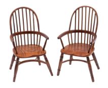 A pair of miniature Windsor chairs, 20th century, each inscribed Handmade Miniature - Devon,