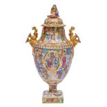 A fine Canton gilt-ground urn and cover of neoclassical form,