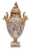 A fine Canton gilt-ground urn and cover of neoclassical form,