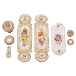 A group of 19th century Copeland and Copeland & Garrett porcelain door furniture painted with