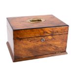 A Victorian walnut, ebony banded and brass-mounted workbox, last quarter 19th century,