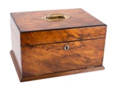 A Victorian walnut, ebony banded and brass-mounted workbox, last quarter 19th century,