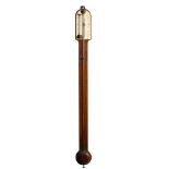 Rowell, Oxford a mahogany stick barometer the bone dial with usual barometer markings,
