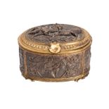 A French gilt and patinated metal casket, late 19th/early 20th century,