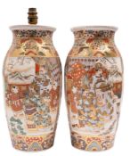 A pair of Japanese Satsuma pottery vases, of oviform,