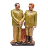 A Chinese glazed earthenware 'Cultural Revolution' group depicting Chairman Mao and Joseph Stalin