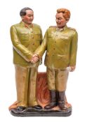 A Chinese glazed earthenware 'Cultural Revolution' group depicting Chairman Mao and Joseph Stalin