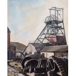 Circle of Norman Cornish (British, 1919-2014) A coal mine oil on paper 38 x 30.