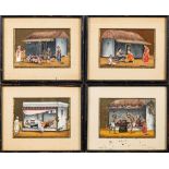 A set of nine Indian 'Company School' mica paintings depicting various trades,