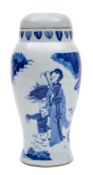 A Chinese blue and white jar and cover of baluster form with domed cover,