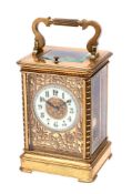 A French late-Victorian carriage clock the eight-day duration movement having a later platform