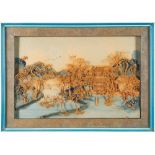 A pair of Chinese carved cork dioramas depicting pavilions in lake landscapes on painted